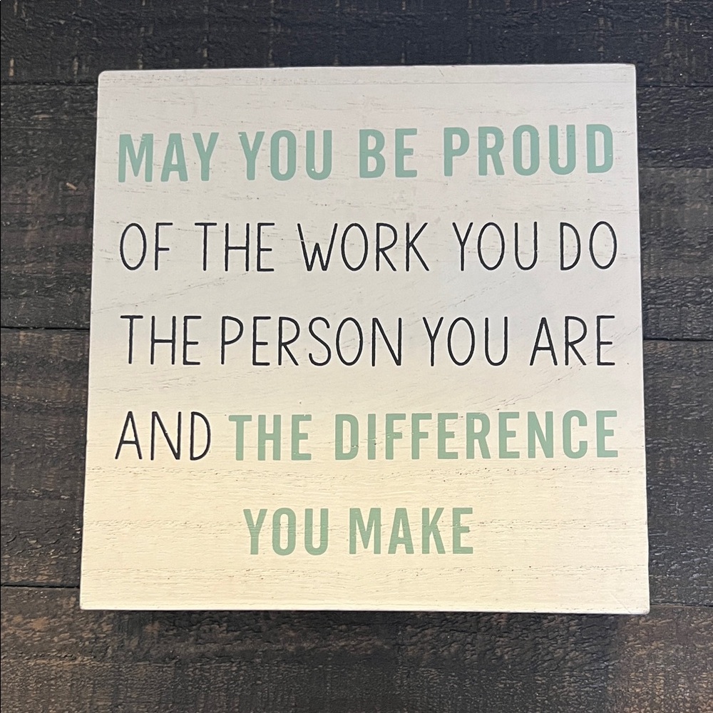 Inspirational Wood Wall Art with Black and Teal Text